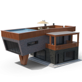  3d Darstellung Einfamilienhaus mit Dachpool